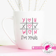 You won Im yours Tic Tac Toe Valentines day svg png dxf eps jpeg SVG DXF PNG Cutting File