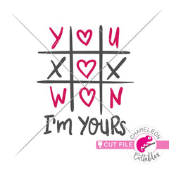 You won Im yours Tic Tac Toe Valentines day svg png dxf eps jpeg SVG DXF PNG Cutting File